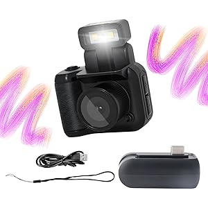 Mini Digital Camera with Filter Modes, 1080p HD Video, Flashlight & Battery with 32GB SD Card – Portable Cute Vlogging Camera