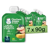 Gerber Organik Muz Yabanmersini B&ouml;ğ&uuml;rtlen ve Elma P&uuml;resi 90 g x 7