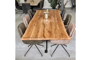 Live Distance Shopping MyTimber® Tischplatte Eiche Massivholz Platte aus Echtholz | Baumkante oder gerade Kante | Naturbelassen oder geölt | EIN Hingucker für jeden Raum (Baumkante - geölt, 140x80cm)