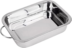 RB RENBERG Presto - Bandeja Horno Rectangular para Horno - Fabricada en Acero Inoxidable - Buena Antiadherencia - Tamaño 28x20x6cm - útil para Lasaña Pastel Cazuela Tapas