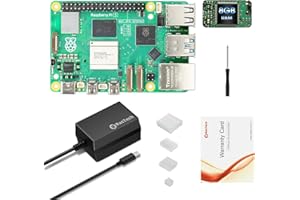 SANOOV RasTech Raspberry Pi 5 8GB Kit con Fuente de Alimentación USB C 27W PD 5,1V5A, 4PC Disipador de Calor, Raspberry Pi 5 8GB Board y Destornillador
