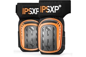 IPSXP Professionelle Knieschoner,Robuste Schaum-Polsterung, Bequemes Gel-Polster, Strapazierfähigen Doppelriemen,Kniepolster für BAU-, Gartenarbeit,Verstellbar (Orange)