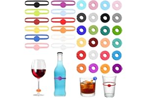 EQLEF Znak kieliszków, 24 szt. Szklanka do wina Charms 12 szt. Kubek Kolorowe Markery do napojów Silikonowe Szkło ID do domu Bar Party Koktajl Szampan Piwo, 3.4in, Silikon, Brak