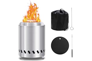GONGGI Smokeless Table Top Fire Pit, 2025 Portable Tabletop Fire Pits for Garden & Outdoor Use - Stainless Steel Small Fire Bowl Camping Stove with Travel Bag, Airflow Rack, Fork, Hook,and Heat-resistant Mat