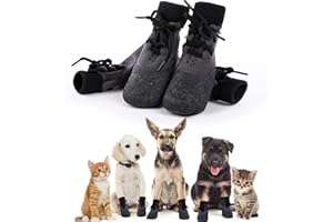 PUMYPOREITY 4 Stück Pfotenschutz, Hundeschuhe Outdoor Sportschuhe Hundesocken wasserdichte Hundestiefel mit Anti-Rutsch Sohle Regenschutz Schwarz für Kleine Mittelgrosse Hunde Katzen(Schwarz,4#)
