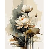 Renkli Baskılı Sayılarla Boyama Hobi Seti (&Ccedil;er&ccedil;eveli) 40x50 cm: Lotus &Ccedil;i&ccedil;eği