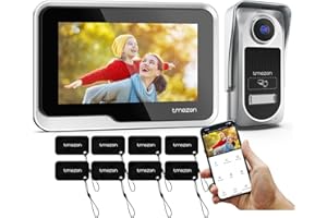 TMEZON Visiophone Connecté 2 Fils Interphone Vidéo WiFi avec écran Tactile,1080P Platine de Rue,Unlock Via Badges,APP Access