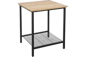 VASAGLE End Table, Side Table and Nightstand, Industrial Style, Heavy-Duty Steel Frame, Living Room Bedroom, Simple Assembly, Honey Brown and Black LET202B05