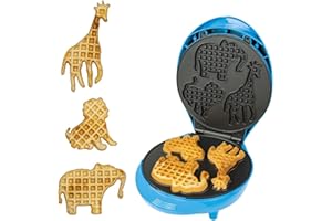 ANIMAL PLANET PETS Animal Planet Waffle Makers / 3 in 1 Animal Shaped Waffle Iron/Cool Touch Handle/Non-Stick Coating/Cord Storage/Anti-Slip Feet (Safari)