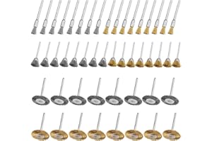 LEDOO Brosse en Laiton de Polissage, 48 Pcs Brosses de Polissage en Laiton pour Détartrage et Polissage, Ensemble Métallique pour Perceuse a 3 Formes Différentes et Brosse Metalique Perceuse (3 Matériels)