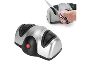 ZLXHDL Afilador de cuchillos eléctrico, afilador de 2 etapas por affilare y herramientas de pulido, diseño de ventosa inferior, placa guía incorporada para afilar cuchillos de filo recto (220V EU)