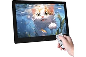 Ysguyyz Cadre Photo Numérique HD IPS 7" - Vidéo 1080P, Mise sous/Hors Tension Automatique, Aperçu De l'image, MP3, Horloge Calendrier, USB avec Télécommande (Without 32GB USB Driver,Noir)