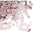 300pcs Hen Party Confetti Rosegold Hen Do Confetti Decorations Team Bride + 6mm Heart Bridal Party Confetti Card to be Bridal Party Decoration for Wedding Decor Table Decorations Gift Bags Cake Stands