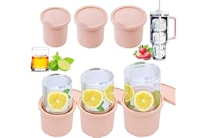 DUMWIS Eiswürfelform Silikon für Stanley Cup，3 Stück Ice Cube Tray mit Deckel für für Stanley Thermobecher，Eiswürfelschale für Kaffee Cocktails Whisky Getränken (pink)