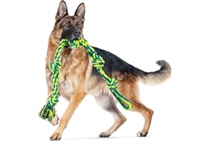 SHARLOVY Giocattoli per cani di taglia grande e masticatori aggressivi, giocattolo per cani XL durevole indistruttibile, rimorchiatore a corda a 5 nodi, giocattolo in corda di cotone resistente, per