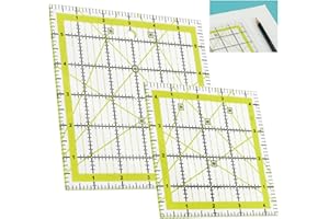 TIETOY 2 Pcs Quilting Rulers, 4.5inch & 6 Inch Acrylic Square Sewing Ruler Quilting Templates With Double Coloured Grid Lines, Non Slip Print Quilters Ruler for Diy Crafts Patchwork and Precision Cutting