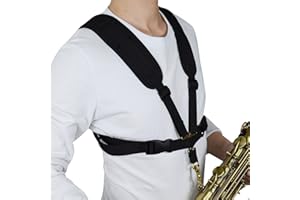 adorence Sangle Saxophone Rembourrée - Sangle Harnais Saxophone Pour Hommes et Femmes - Noir, Moyen