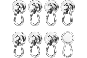 Wukong 8 Pièces Aimant Néodyme Super Puissant, 22KG Crochets Aimantés Oeillets Aimants, 25mm Gros Aimant Crochet Puissant, Crochets Magnétiques pour Réfrigérateurs, Maison