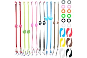 CKANDAY 12 cinghie per occhiali da sole, 12 paia di supporti in silicone regolabili, antiscivolo, ganci di fissaggio sportivi per ragazzi e ragazze, multicolore