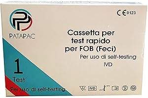 Test per Sangue Occulto nelle Feci, Autotest delle Feci, Self-Test rapido, FOB Test, Screening Fecale, Test Colon Retto, PataPac - Salute e Prevenzione