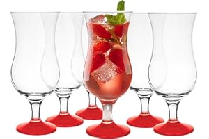 G Glasmark KROSNO 1992 A570032-0420-5183_17 Glasmark Krosno-Set di 6 alcolici, Gas, Cocktail, Long, Feste, Milkshake, Bicchieri Lucidi, Perfetti per Un Drink, Vetro, Colore: Rosso