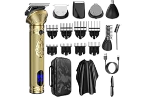 Duxsmei 6 in 1 Tagliacapelli Regolabarba Uomo Professionale, Taglia Peli Naso e Orecchie Tagliacapelli Corpo Uomo, Precisione Trimmer Cordless Rasoio Elettrico Barba e Capelli, Macchinetta per Barba