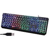 KLIM Chroma Gaming Tastatur QWERTZ DEUTSCH mit Kabel USB + Langlebig, Ergonomisch, Wasserdicht, Leise Tasten + RGB Gamer Tast