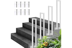 YTLEMON Corrimano per Scale Interne, Ringhiera a Forma di U, Ringhiera per Esterni con Kit di Viti, Corrimano per gradini, Ringhiera antiscivolo in Ferro per corridoio (Bianco-montaggio laterale, 90cm)