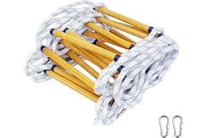 TOOSOAR Strickleiter 8M,Feuerfeste Rettungsleiter mit 2 Haken, für 2-3 Stöckiges Haus, Balkon und Geländer, Tragfähigkeit bis zu 120KG