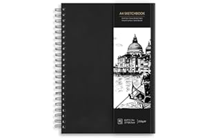 WSICSE Skizzenbuch A4, 250g/m² Zeichenpapier Dickes Papier Malblock Skizzenblock Spiralbindung zum Skizzieren Illustration Zeichenen (40 Blatt / 80 Seiten)