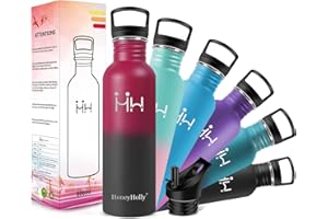 HoneyHolly Botella Acero Inoxidable, 500ml, Botella de Agua, Cantimplora de Acero Inoxidable, Botella de una sola pared, sin bpa Reutilizable para Deporte, Gimnasio, Bicicleta