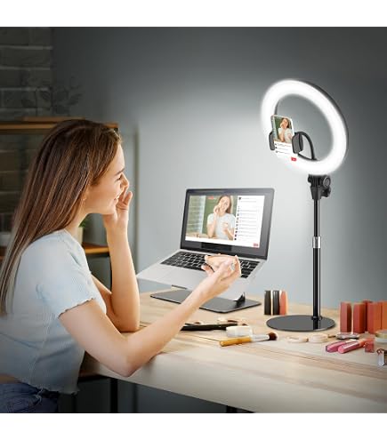 Luce Per Videoconferenze E Selfie | 120 LED, 3 Modalità Colore, 10 Livelli Luminosità | Clip Universale, Rotazione 360° | Alimentazione USB Per Laptop E Tablet