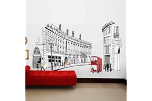 Walplus Wall Stickers London Regent Street Removable Self-Adhesive Mural Art Decals Vinyl Home Decoration DIY Living Bedroom Office Décor Wallpaper Kids Room Gift, Multi-colour