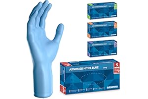 ARNOMED Guanti nitrile monouso blu extra lunghi, Guanti monouso lunghi 30 cm in S, Guanti monouso nitrile extra spessi, 100 pz/scatola, guanti nitrile resistenti usa e getta lunghi S, M, L & XL