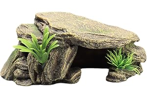 Stenplattform av syntetisk harts, landvatten-terrariumprydnad med dubbel