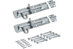 ZAVIA Brenton Gate Bolt Door Lock - 2 Pack 150mm (6”) Sliding Padbolt with Zinc Plated Galvanised Finish - Gate Bolts for Wooden Gates, Garden, Shed & Garage Door Lock