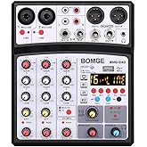 BOMGE - Mixer audio DJ a 4 canali 16 DSP Echo, console con interfaccia di mixaggio per karaoke con MP3, USB, Bluetooth, regis
