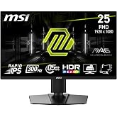 MSI MAG 255PXF 24.5 Inch FHD Gaming Monitor - 1920 x 1080 Rapid IPS Panel, 300 Hz / 0.5ms (GtG, Min.),120% sRGB Colour Gamut,