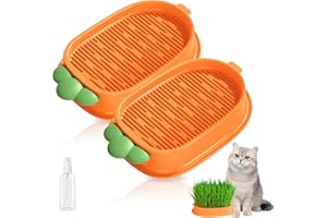 MHYMX Cat Grass Seed Tray, 2PCS Cat Grass Planter Soil Free Catnip Planting Tray Plastic Cat Grass Container Kit with 100ml Spray Bottle