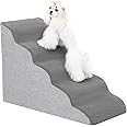 Uross Dog Stairs for Small Dogs- Dog Steps Stairs Ramps for High Bed Couch, High Density Foam Pet Steps Stairs for Dogs to Get on Bed, 5 Tiers Cat Doggy Steps Ramps for Joint Pain Dog(Gray)