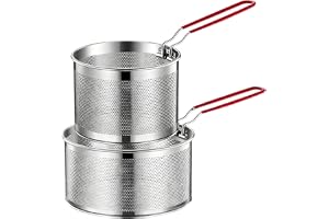 2-delad silkorg i rostfritt stål – kökssil med avtagbart handtag och friteringskorg – mångsidig för pasta, pommes, grönsaker