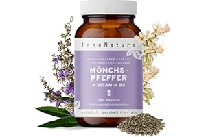 ‎INNONATURE InnoNature Mönchspfeffer + Vitamin B6 Kapseln | aus natürlichem Mönchspfeffer Extrakt (Agnus Castus) | 180 Kapseln, Bio Mönchspfeffer Extrakt (4:1) 10mg. Laborgeprüft und Vegan