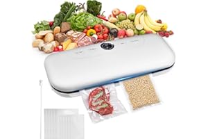 MISVAYLI Vacuum Sealer Machine, Automatic Food Sealers One-Touch Sealing/Vacuum with 10 BPA-Free Sealer Bags, 60Kpa Adjustable Strong Suction for Food Preservation Dry & Moist Food Modes