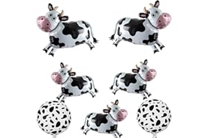 JOBKOO Cow Balloons, Huge Cow Foil Balloon Funny Print Helium Balloons for Kids, Cute Farm Animal Aluminum Mylar Balloon for Baby Shower Western Cowboy Birthday Farm Theme Party Decoration Supplies