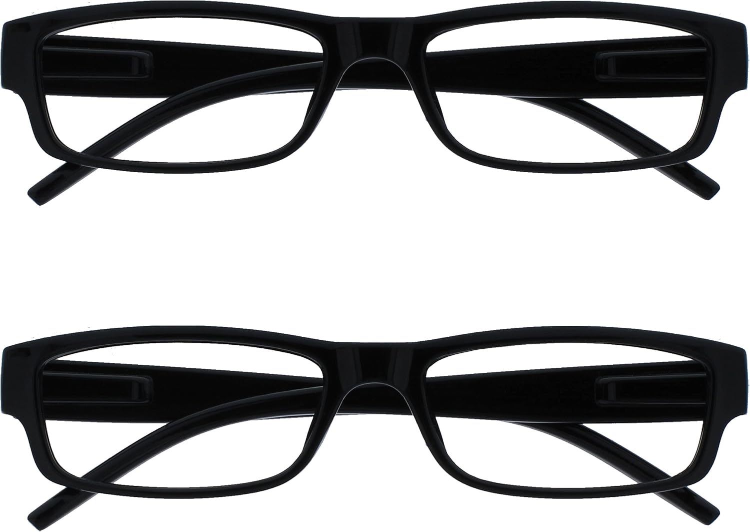 OPULIZE Ace Gafas De Lectura Negro Ligero Cómodo Lectores Valor Pack 2 Hombres Mujeres RR32-1 +2,00