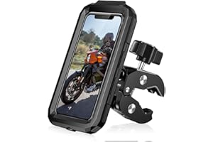 LUROON Support Téléphone Vélo Moto Scooter, Universel Ecran Tactile Etanche Rotation à 360 VTT Support Guidon Housse De Téléphone, pour 5.5-7.0 Pouces Smartphones