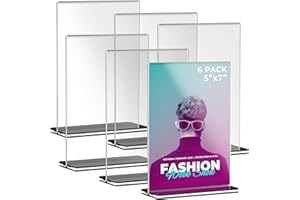 Tomorotec 6 Stück Bürotischschilder Tischaufsteller Aufsteller, 12,7 x 17,8 cm, für Messen, Ausstellungen, doppelseitiges Menüdisplay, schräge Werbung, Broschürenhalter, transparentes Acryl