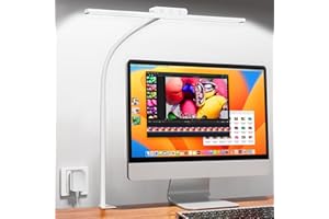 EppieBasic Desk Lamp, LED Desk Lamp for Home Office, 12W Eye-Caring Architect Desk Light with Clamp, Overhead Monitor Bar with 4 Color Modes & Brightness, Table Lamp for Work Study and Read, White