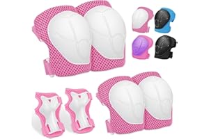 CRIVEPLE Knieschoner Kinder, Schoner Schützer Inliner Kinder, Verstellbare Knieschützer Handgelenkschützern Ellenbogenschoner, 6 in 1 für Skateboard, Inlineskates, Hoverboard, Fahrrad