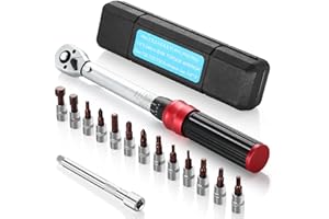 Mkitnvy Llave Dinamométrica Juego para bicicletas y motocicletas de 1/4 ", 5-25 NM, con varilla de extensión de 100 mm, 72 dientes con precisión de error de ± 3% ajustable en dos direcciones